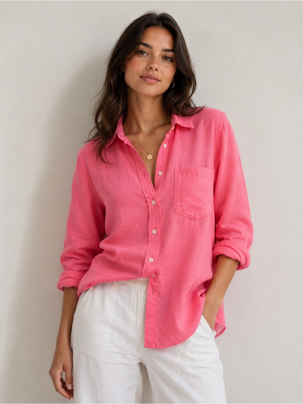 GAP Women’s Pink Button-Front Shirt - Relaxed Collared Top Small NWT